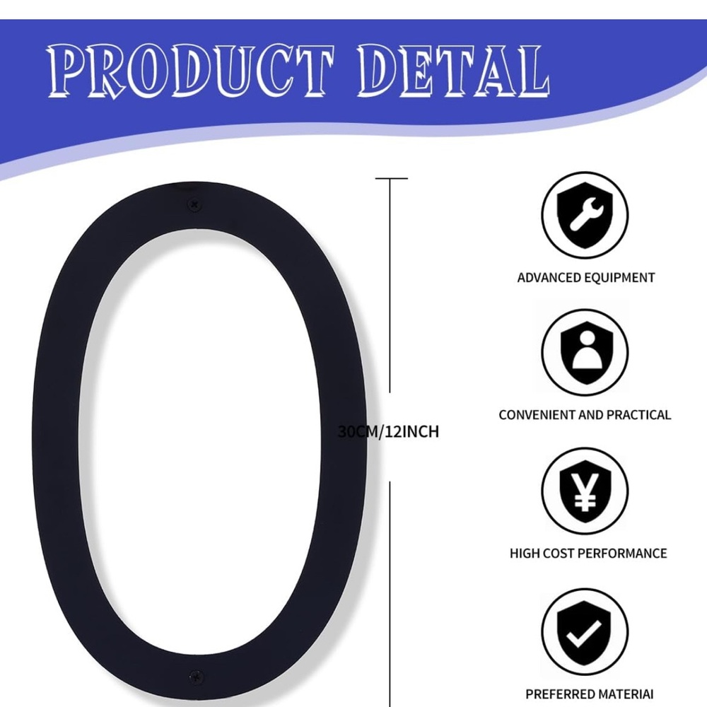 Black Modern House Number Sign-0(kit)